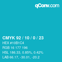 Color code: CMYK 92 / 10 / 0 / 23 | qconv.com