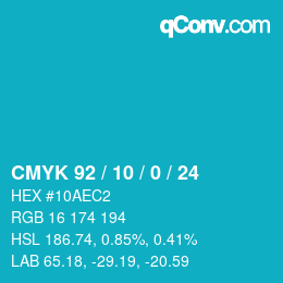颜色代码: CMYK 92 / 10 / 0 / 24 | qconv.com