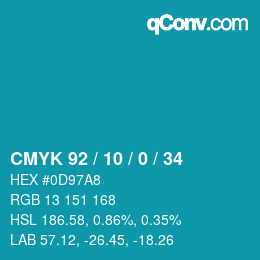 Color code: CMYK 92 / 10 / 0 / 34 | qconv.com