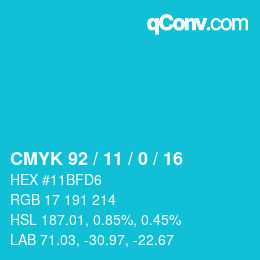 Color code: CMYK 92 / 11 / 0 / 16 | qconv.com