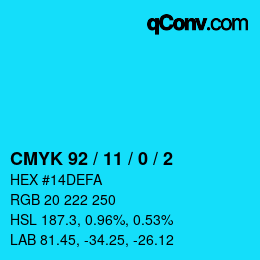 Color code: CMYK 92 / 11 / 0 / 2 | qconv.com