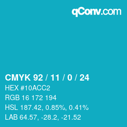 Color code: CMYK 92 / 11 / 0 / 24 | qconv.com