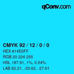 カラーコード: CMYK 92 / 12 / 0 / 0 | qconv.com