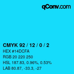 Color code: CMYK 92 / 12 / 0 / 2 | qconv.com