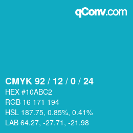 Color code: CMYK 92 / 12 / 0 / 24 | qconv.com