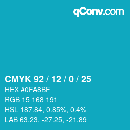カラーコード: CMYK 92 / 12 / 0 / 25 | qconv.com