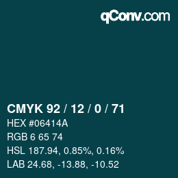 Color code: CMYK 92 / 12 / 0 / 71 | qconv.com