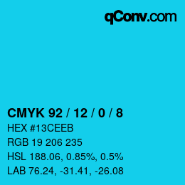 Color code: CMYK 92 / 12 / 0 / 8 | qconv.com