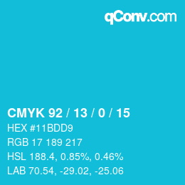 Color code: CMYK 92 / 13 / 0 / 15 | qconv.com