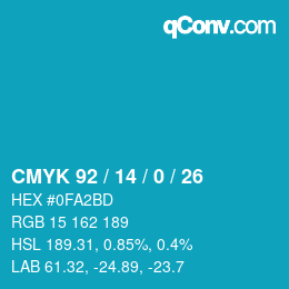 Color code: CMYK 92 / 14 / 0 / 26 | qconv.com