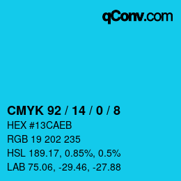 Color code: CMYK 92 / 14 / 0 / 8 | qconv.com