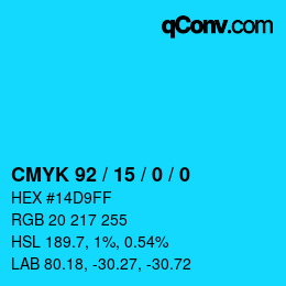 Color code: CMYK 92 / 15 / 0 / 0 | qconv.com