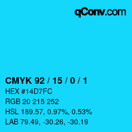 Color code: CMYK 92 / 15 / 0 / 1 | qconv.com