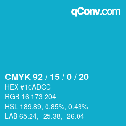 Código de color: CMYK 92 / 15 / 0 / 20 | qconv.com