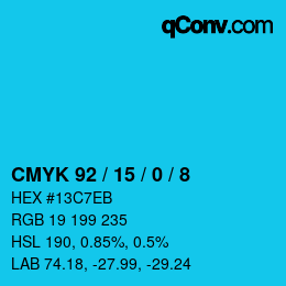 Color code: CMYK 92 / 15 / 0 / 8 | qconv.com