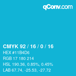 カラーコード: CMYK 92 / 16 / 0 / 16 | qconv.com