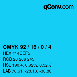 Color code: CMYK 92 / 16 / 0 / 4 | qconv.com