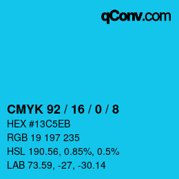 Color code: CMYK 92 / 16 / 0 / 8 | qconv.com