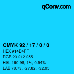 Color code: CMYK 92 / 17 / 0 / 0 | qconv.com