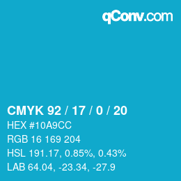 Farbcode: CMYK 92 / 17 / 0 / 20 | qconv.com