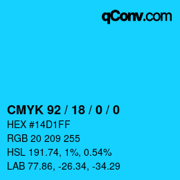 Color code: CMYK 92 / 18 / 0 / 0 | qconv.com