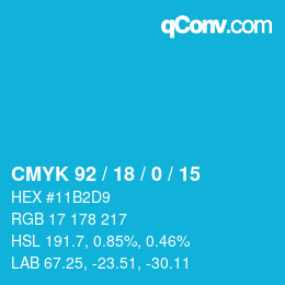 Color code: CMYK 92 / 18 / 0 / 15 | qconv.com