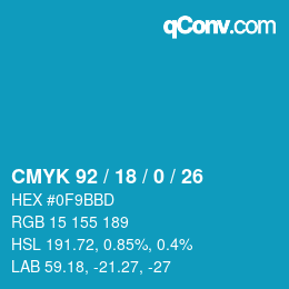 Color code: CMYK 92 / 18 / 0 / 26 | qconv.com