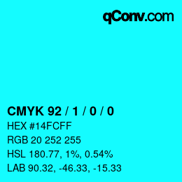 Color code: CMYK 92 / 1 / 0 / 0 | qconv.com