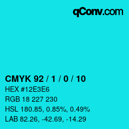 カラーコード: CMYK 92 / 1 / 0 / 10 | qconv.com