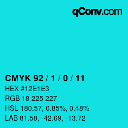 カラーコード: CMYK 92 / 1 / 0 / 11 | qconv.com