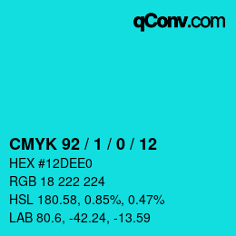 カラーコード: CMYK 92 / 1 / 0 / 12 | qconv.com