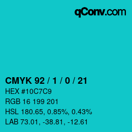 Color code: CMYK 92 / 1 / 0 / 21 | qconv.com