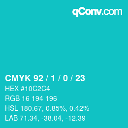カラーコード: CMYK 92 / 1 / 0 / 23 | qconv.com