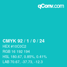 Color code: CMYK 92 / 1 / 0 / 24 | qconv.com