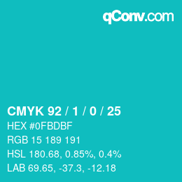 カラーコード: CMYK 92 / 1 / 0 / 25 | qconv.com