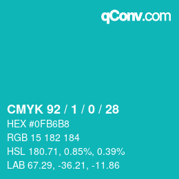 カラーコード: CMYK 92 / 1 / 0 / 28 | qconv.com