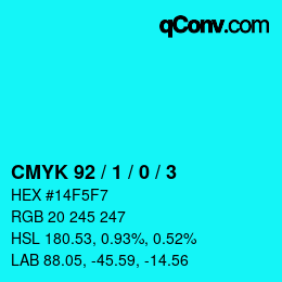 Color code: CMYK 92 / 1 / 0 / 3 | qconv.com
