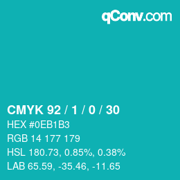 颜色代码: CMYK 92 / 1 / 0 / 30 | qconv.com