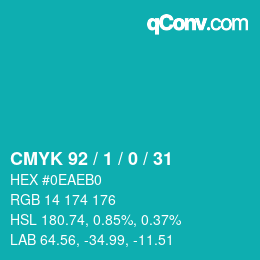 颜色代码: CMYK 92 / 1 / 0 / 31 | qconv.com