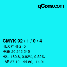 Color code: CMYK 92 / 1 / 0 / 4 | qconv.com