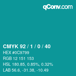 カラーコード: CMYK 92 / 1 / 0 / 40 | qconv.com