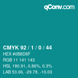 カラーコード: CMYK 92 / 1 / 0 / 44 | qconv.com
