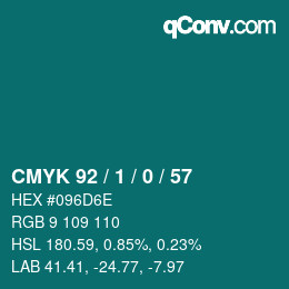 カラーコード: CMYK 92 / 1 / 0 / 57 | qconv.com