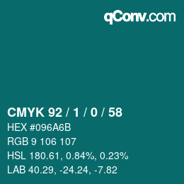 カラーコード: CMYK 92 / 1 / 0 / 58 | qconv.com