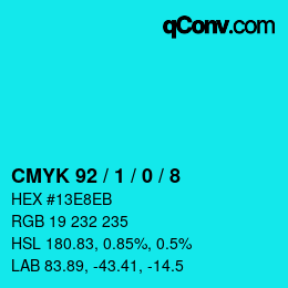 Farbcode: CMYK 92 / 1 / 0 / 8 | qconv.com
