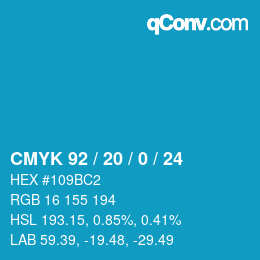 Color code: CMYK 92 / 20 / 0 / 24 | qconv.com