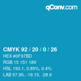 Color code: CMYK 92 / 20 / 0 / 26 | qconv.com