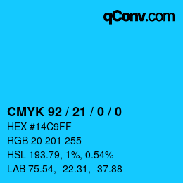 カラーコード: CMYK 92 / 21 / 0 / 0 | qconv.com