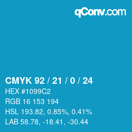 颜色代码: CMYK 92 / 21 / 0 / 24 | qconv.com