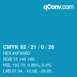 Color code: CMYK 92 / 21 / 0 / 26 | qconv.com